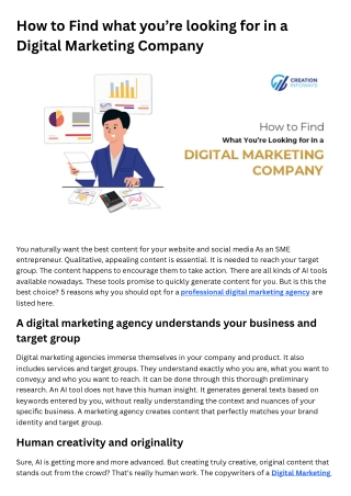 How to Find what you’re looking for in a Digital Marketing Company