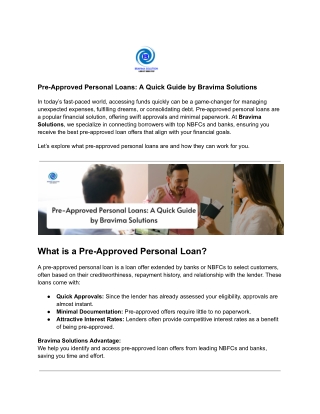 Pre-Approved Personal Loans_ A Quick Guide by Bravima Solutions