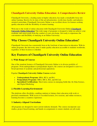 Chandigarh University Online Education