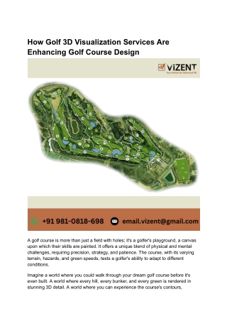 How Golf 3D Visualization Services Are Enhancing Golf Course Design