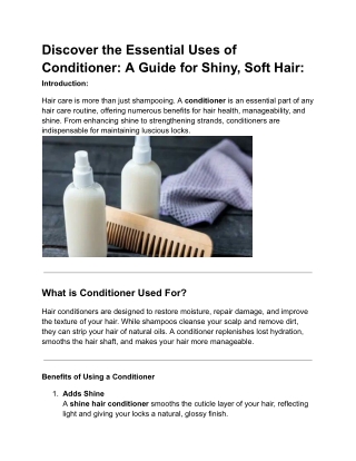 Discover the Essential Uses of Conditioner A Guide for Shiny, Soft Hair;