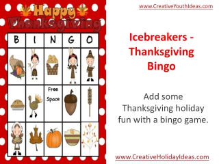 Icebreakers - Thanksgiving Bingo