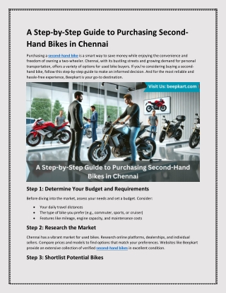 A Step by Step Guide to Purchasing Second Hand Bikes in Chennai