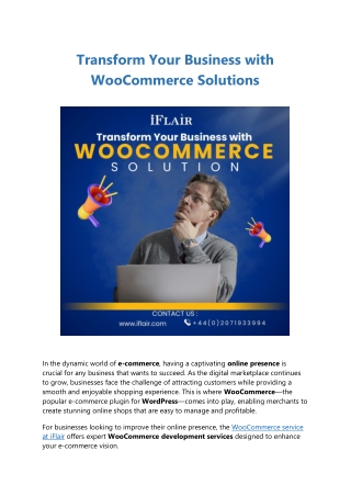 Transform Your Business with WooCommerce Solutions