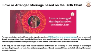 _Love or Arranged Marriage based on the Birth Chart