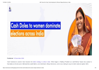 AAP Joins the Trend_ Cash Handouts for Women Shape Elections in India