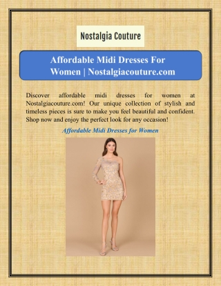 Affordable Midi Dresses For Women | Nostalgiacouture.com