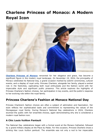 Charlene Princess of Monaco: A Modern Royal Icon