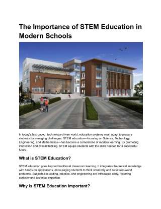 The Importance of STEM Education in Modern Schools