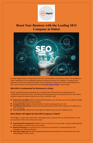 Boost Your Business with the Leading SEO Company in Dubai