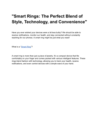 Smart Rings_ The Perfect Blend of Style, Technology, and Convenience
