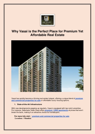 Why Vasai is the Perfect Place for Premium Yet Affordable Real Estate