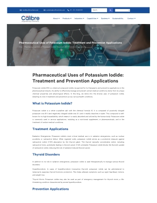 Potassium Iodide: A Pillar in Pharmaceutical Care