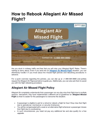 How to Rebook Allegiant Air Missed Flight