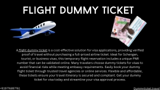 Flight Dummy Ticket for visa application