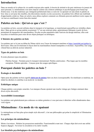 Palettes en bois et minimalisme : la déco qui fait du bien au moral !