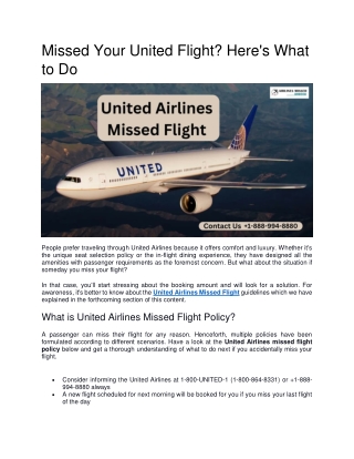 Missed Your United Flight Here's What to Do