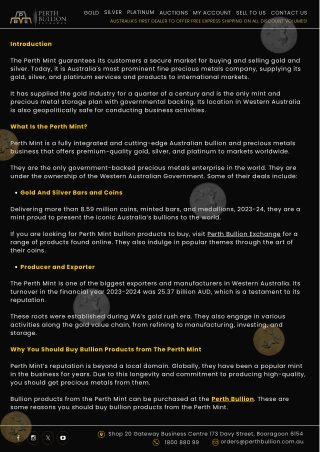 Why Buy from the Perth Mint? A Look at Quality, Security, and Value