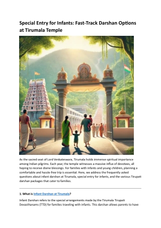 Special Entry for Infants- Fast-Track Darshan Options at Tirumala Temple