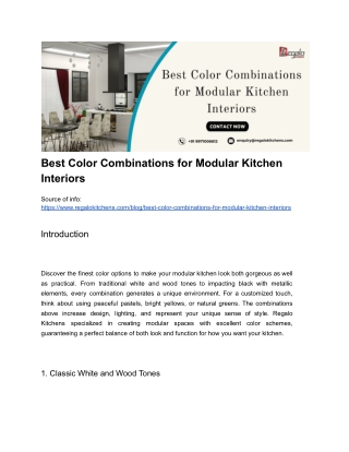 Best Color Combinations for Modular Kitchen Interiors