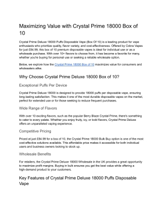 crystal prime deluxe 18000 box of 10