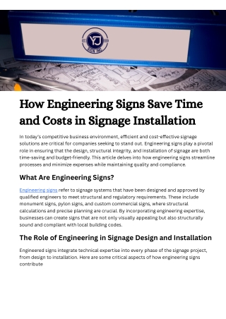 How Engineering Signs Save Time and Costs in Signage Installation