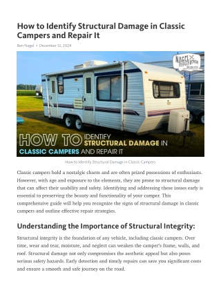 Detect & Fix Camper Damage with Classic Camper Repair Michigan