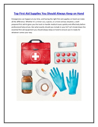 Top First Aid Supplies You Should Always Keep on Hand