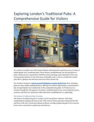 Exploring London's Traditional Pubs_ A Comprehensive Guide for Visitors