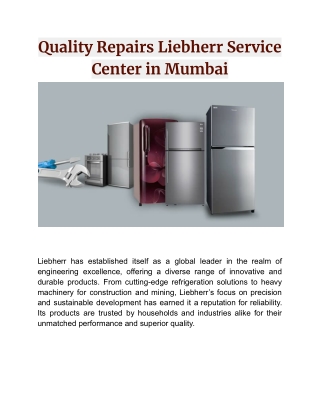 Quality Repairs Liebherr Service Center in Mumbai PDF