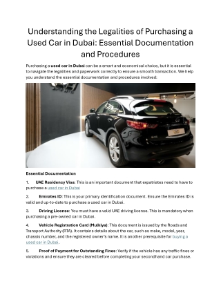 Understanding the Legalities of Purchasing a Used Car in Dubai Essential Documentation and Procedures