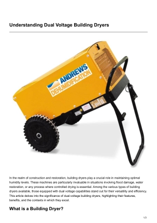 Understanding Dual Voltage Building Dryers