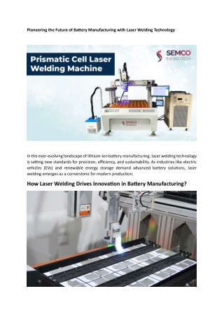 Pioneering the Future of Battery Manufacturing with Laser Welding Technology
