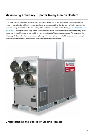 Maximising Efficiency Tips for Using Electric Heaters