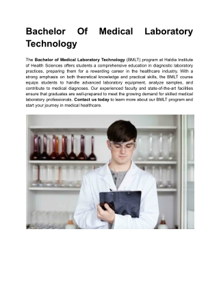 Bachelor Of Medical Laboratory Technology