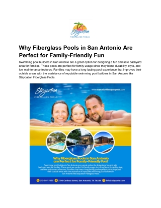 Why Fiberglass Pools in San Antonio Are Perfect for Family-Friendly Fun