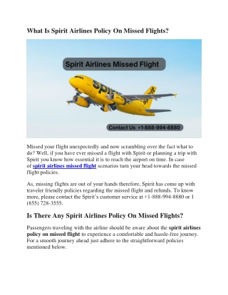 What Is Spirit Airlines Policy On Missed Flights