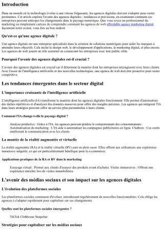 L'avenir des agences digitales : tendances et prévisions