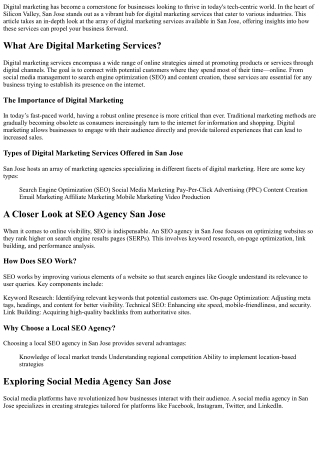 A Closer Look at Digital Marketing Services in San Jose