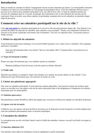 Comment créer un calendrier participatif sur le site de la ville ?