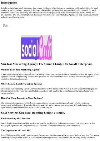 Transforming Small Businesses with San Jose’s Best Marketing Agency
