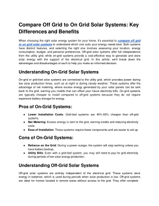 Compare Off Grid to On Grid Solar Systems (1)