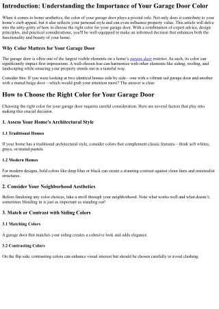 How to Choose the Right Color for Your Garage Door