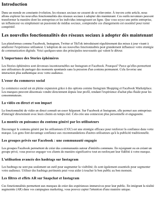 “Les nouvelles fonctionnalités des réseaux sociaux à adopter dès maintenant”