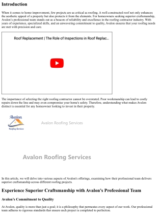 Experience Superior Craftsmanship with Avalon's Professional Team