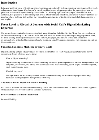 From Local to Global: A Journey with Social Cali's Digital Marketing Expertise