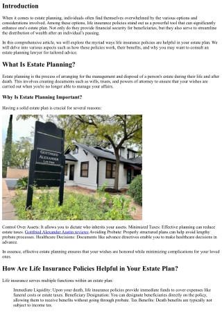 How Are Life Insurance Policies Helpful in Your Estate Plan?