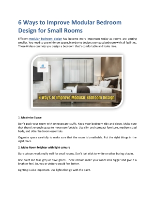 6 Ways to Improve Modular Bedroom Design for Small Rooms
