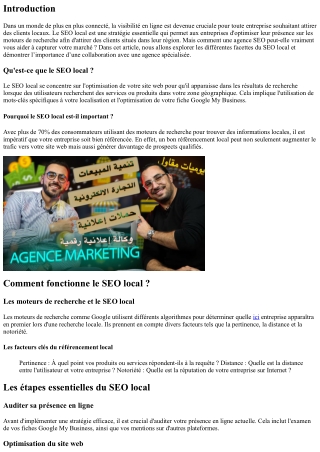 SEO local : comment une Agence peut vous aider à capturer votre marché ?