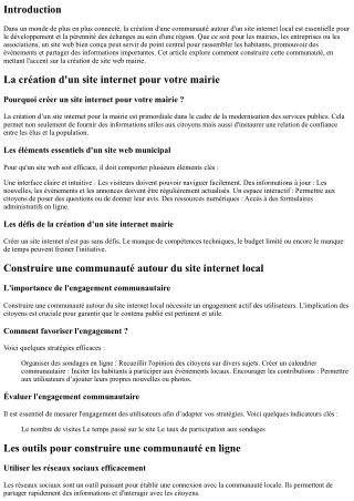 “Construire une communauté autour du site internet local.”